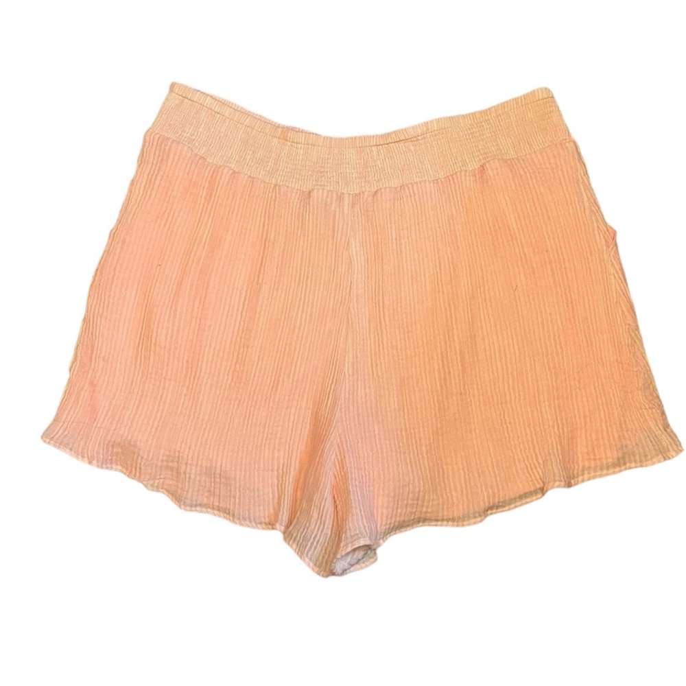 Torrid Smocked Waist Shorts Textured Gauze Stripe Lined Womens 3 3X 22 24 Peach - Picture 3 of 5
